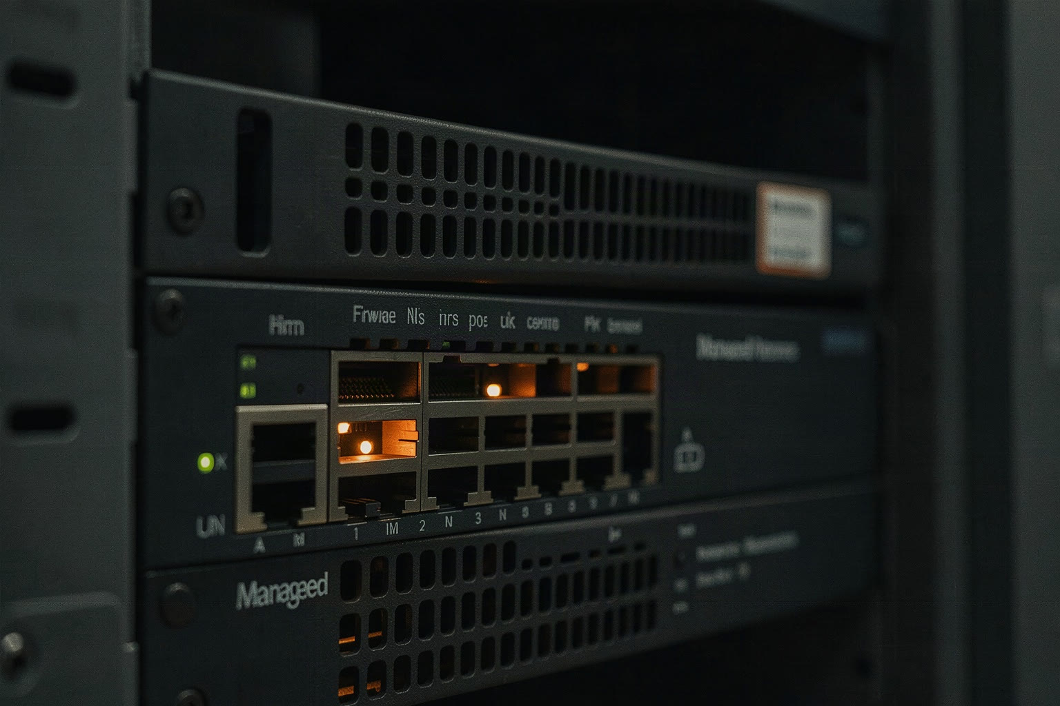 Netzwerk-Switch und Firewall im Serverschrank